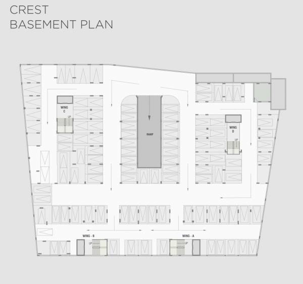  ultima-crest Tower A & B & C & D Basement Floor Cluster Plan