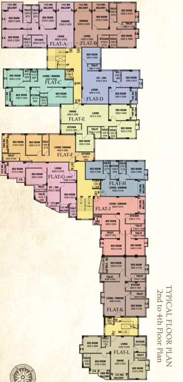 30 Radhashree 30 Cluster Plan from 2nd to 4th Floor