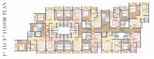  kalyan-aashiyana Wing A Cluster Plan from 1st to 3rd Floor