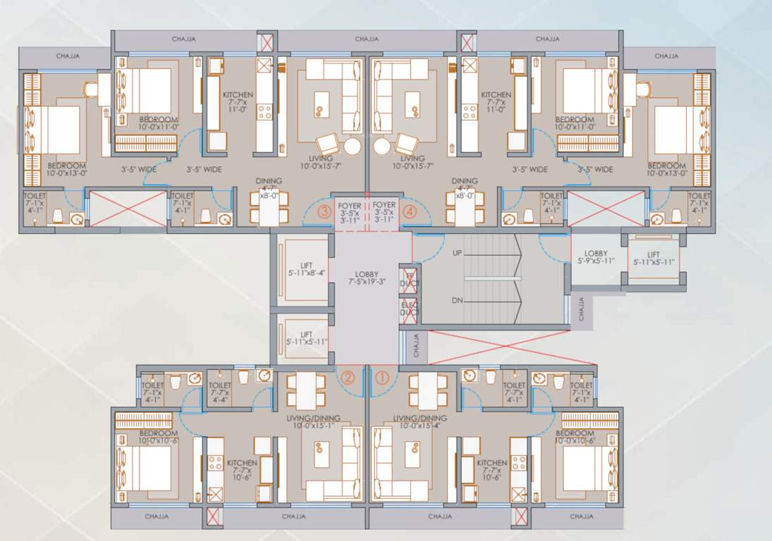  synergy Wing B Cluster Plan from 1st to 11th Floor