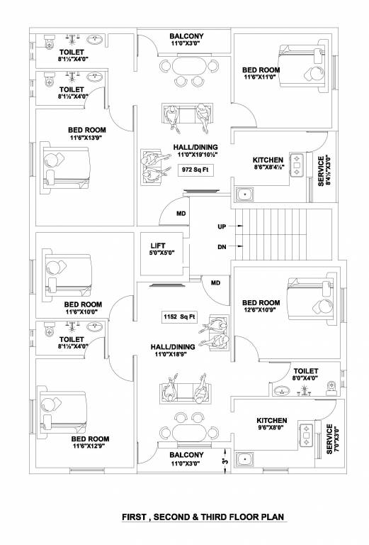  mercury flats Block 1 Cluster Plan from 1st to 3rd Floor