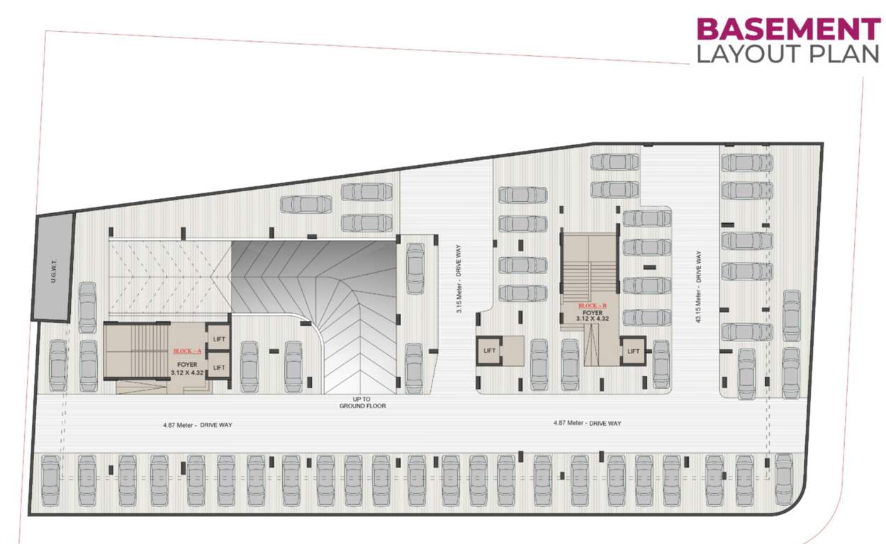  pramukh viyana Block A And B Cluster Plan for Basement Floor