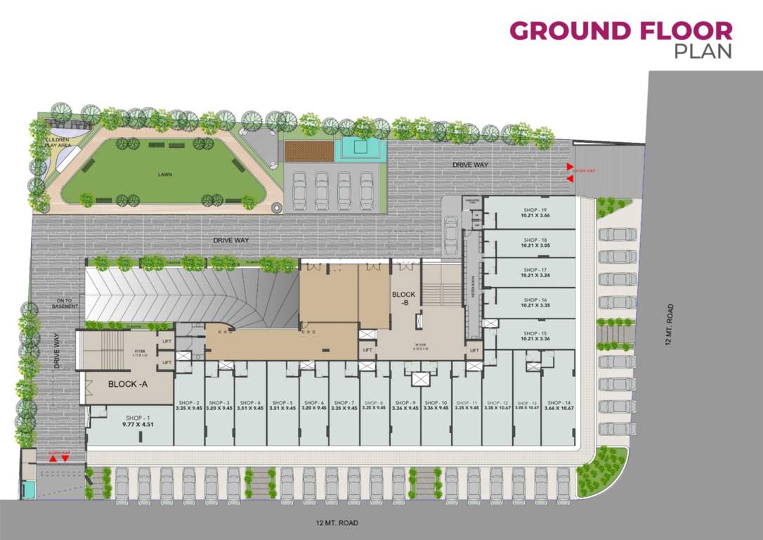  pramukh viyana Block A And B Cluster Plan for Ground Floor