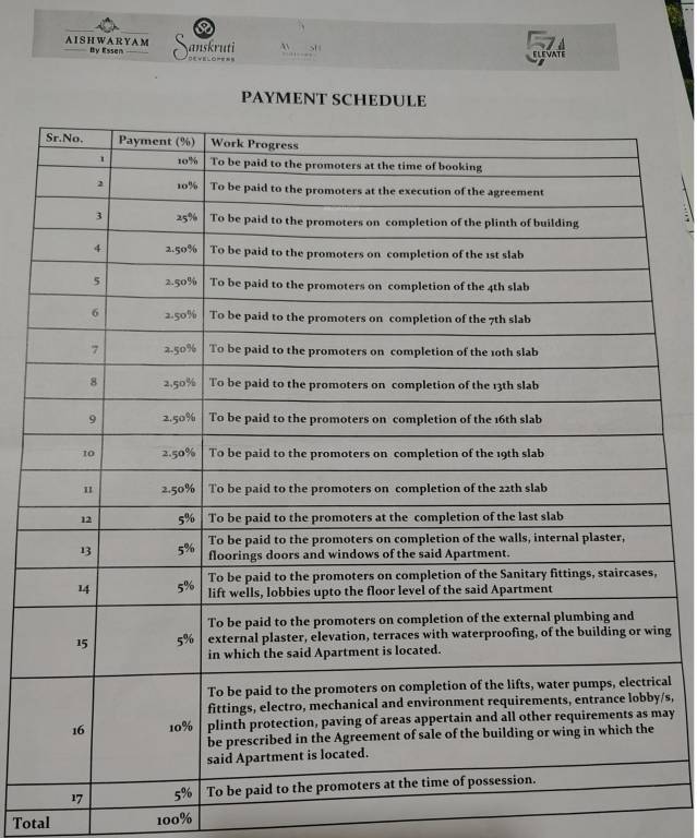 57-elevate Construction Linked Payment (CLP) Payment Plan