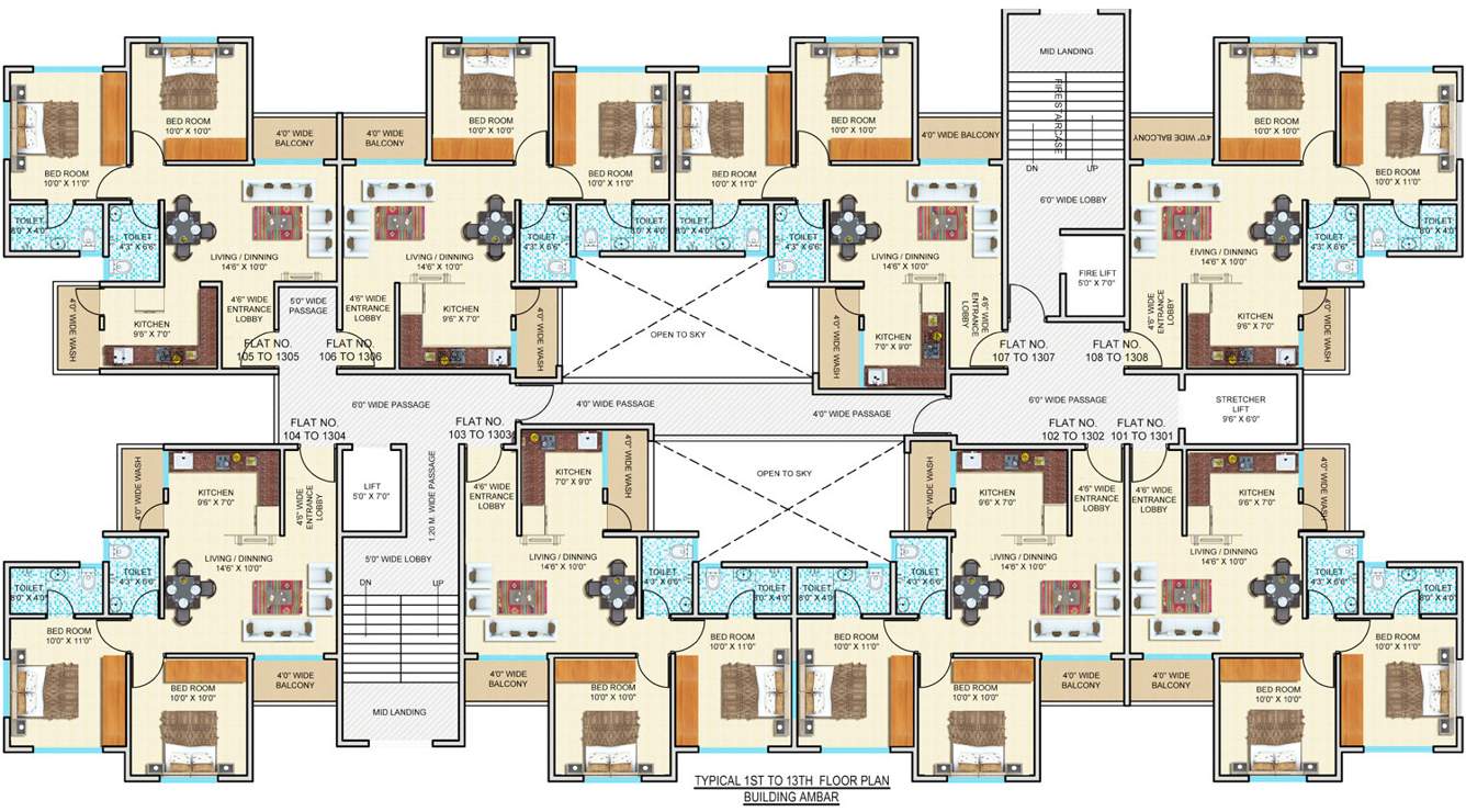 shantiniketan Ambar Cluster Plan from 1st to 13th Floor