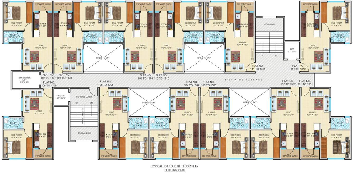 shantiniketan Vayu Cluster Plan from 1st to 13th Floor