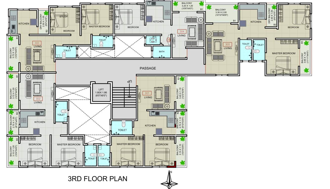  rajlaxmi residency Rajlaxmi Residency Cluster Plan for 3rd Floor