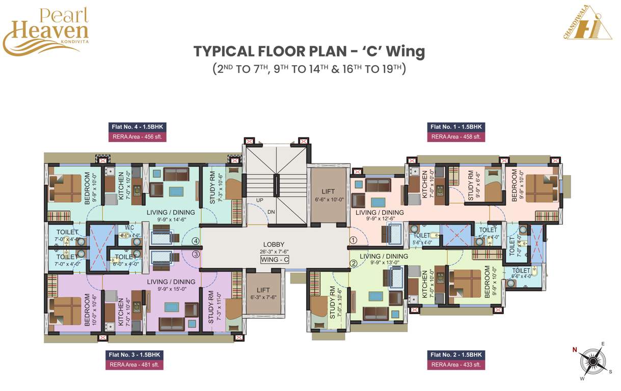  pearl heaven iii Pearl Heaven III C Cluster Plan For  2nd to 7th, 9th to 14th & 16th to 19th Floor