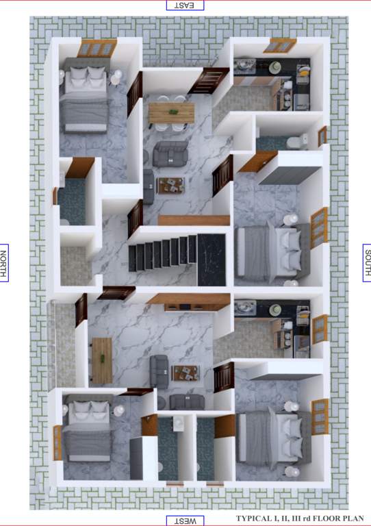  tulip apartments Tulip Apartments Cluster Plan from 1st to 3rd Floor