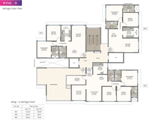  alora D Wing - 2 Basements, Ground To 8th Floor Refuge Cluster Plan