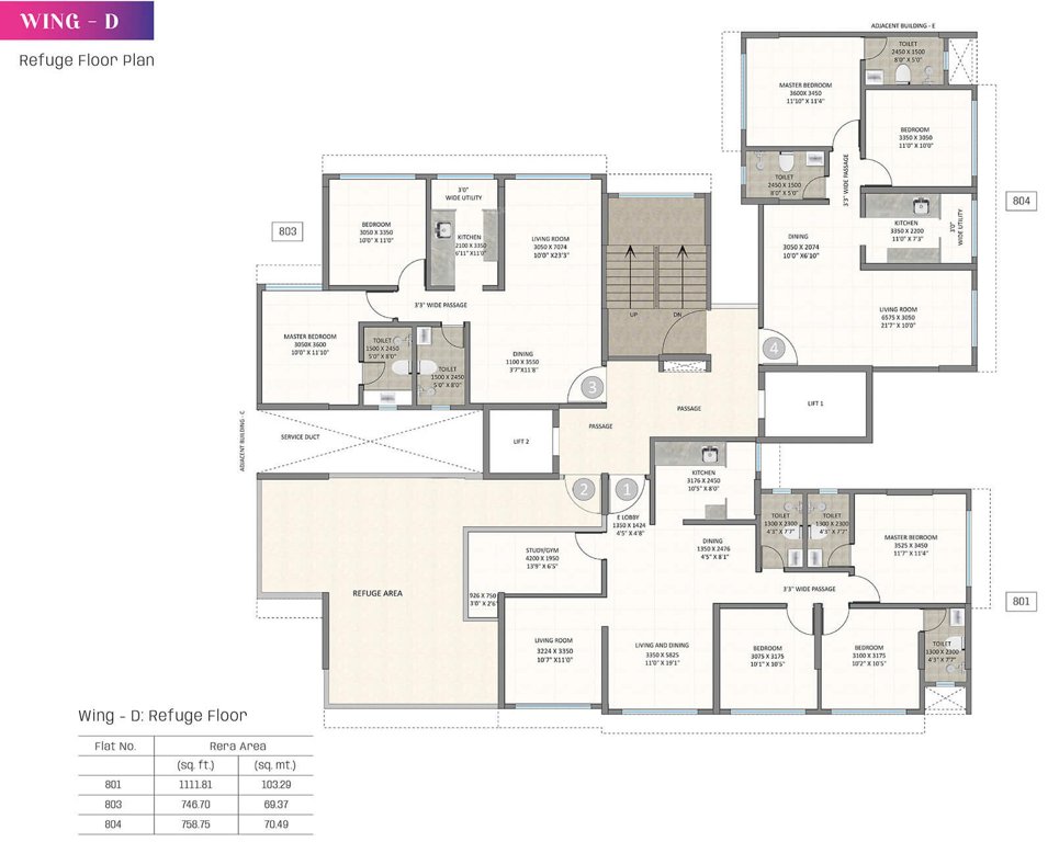 alora D Wing 2 Basements, Ground To 8th Floor Refuge Cluster Plan