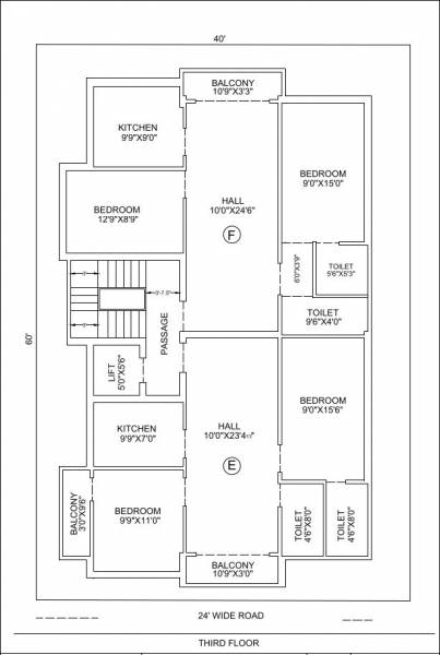  flats Laksha Flats Cluster Plan for 3rd Floor
