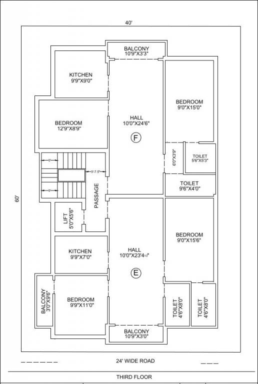  flats Laksha Flats Cluster Plan for 3rd Floor