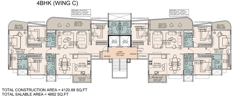  defence enclave i C Wing Typical Cluster Plan