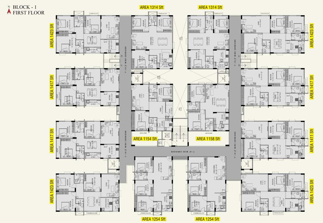  green field Block I Cluster Plan for 1st Floor