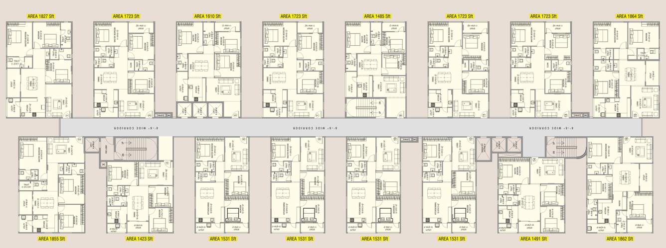  green field Block II Cluster Plan from 1st to 10th Floor