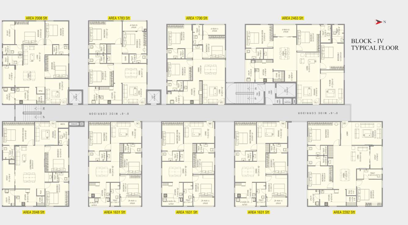  green field Block IV Cluster Plan from 1st to 10th Floor