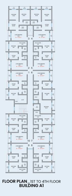  sara complex Building A1 Cluster Plan from 1st to 4th Floor
