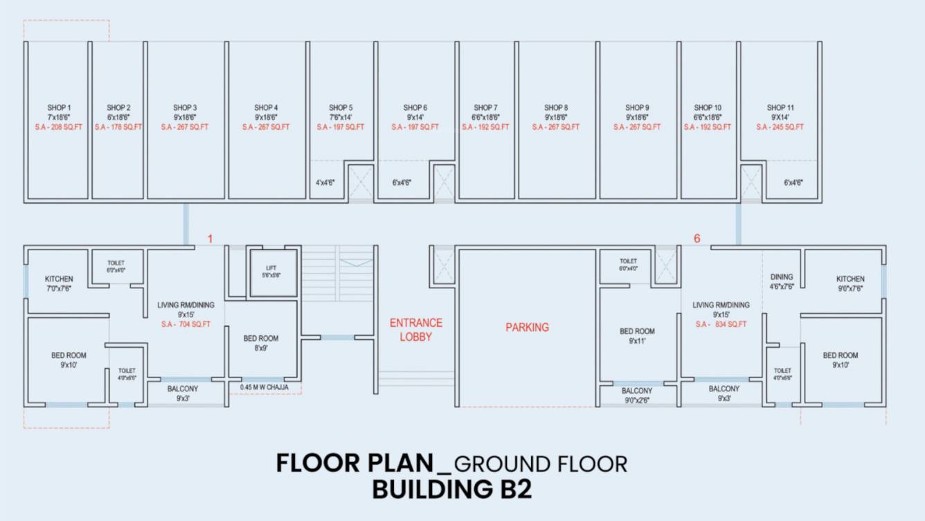  sara complex Building B2 Ground Floor Cluster Plan