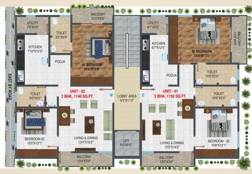  woods Woods Cluster Plan from 1st to 5th Floor