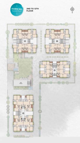  vedkalp Block A, B, C & D Cluster Plan from 2nd to 12th Floor