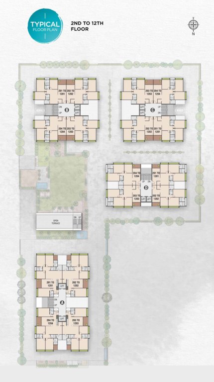  vedkalp Block A, B, C & D Cluster Plan from 2nd to 12th Floor
