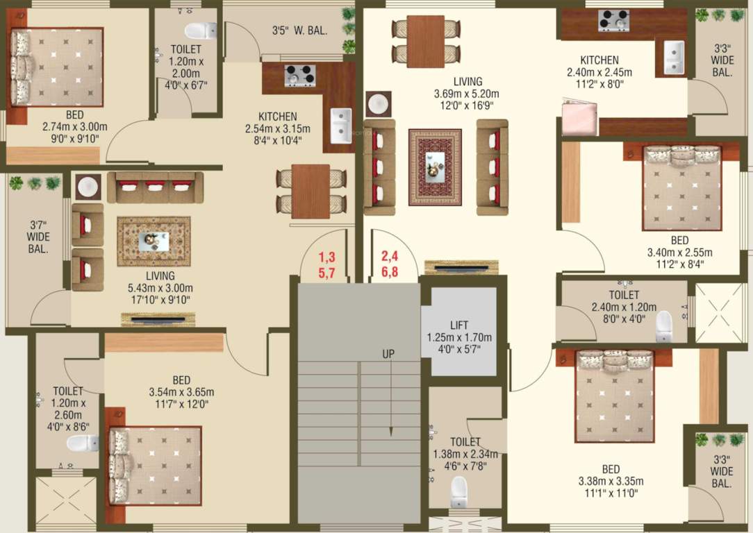  heights Heights Cluster Plan For Typical Floor Plan
