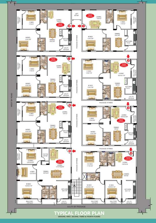  happy homes triguna Happy Homes Triguna Cluster Plan from 1st to 4th Floor
