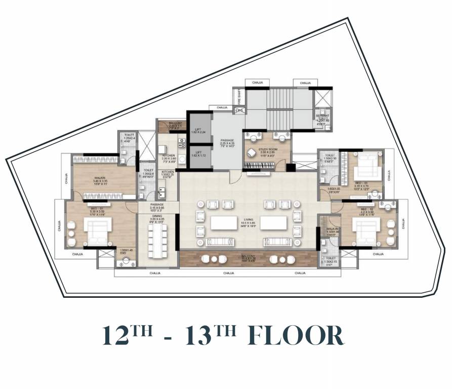  splendid Splendid Cluster Plan from 12th to 13th Floor