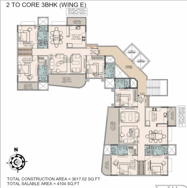  defence-enclave-ii E Wing Cluster Plan for typical Floor