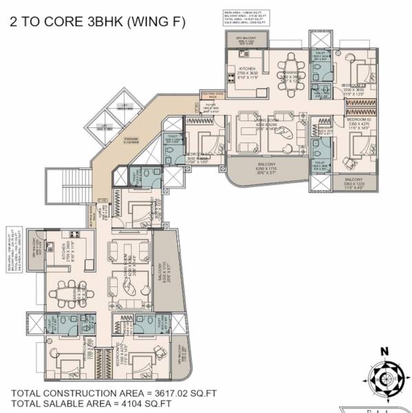  defence-enclave-ii F Wing Cluster Plan for typical Floor