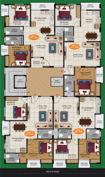  green MR Green Cluster Plan For Typical Floor