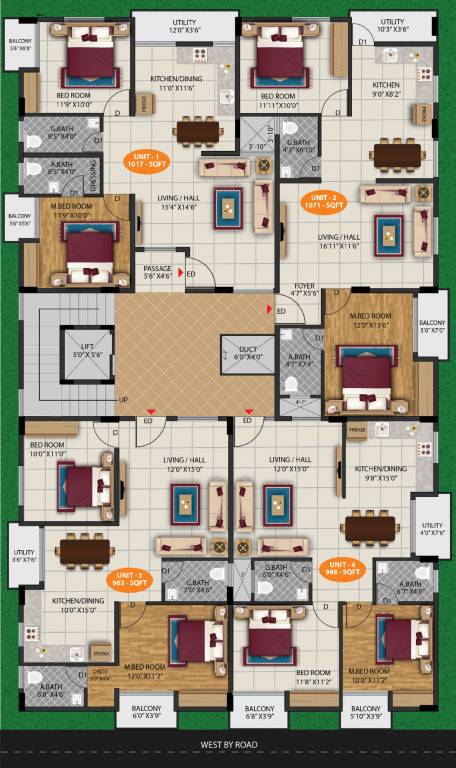  green MR Green Cluster Plan For Typical Floor