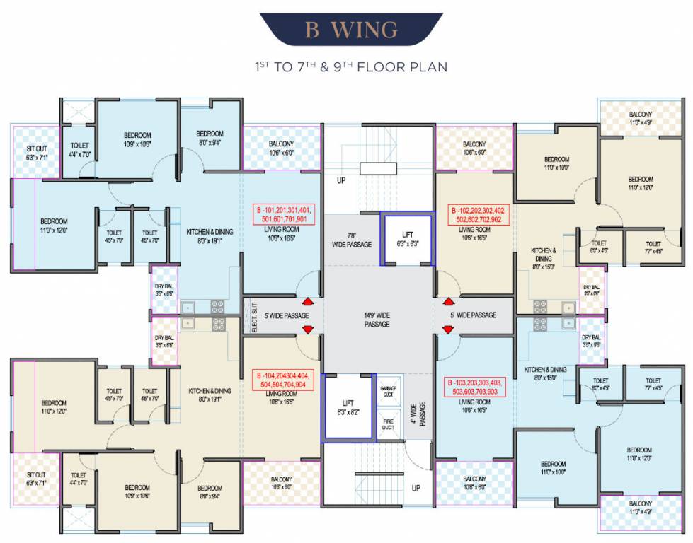  bliss B Building Cluster Plan From 1st To 7th Floor & 9th Floor