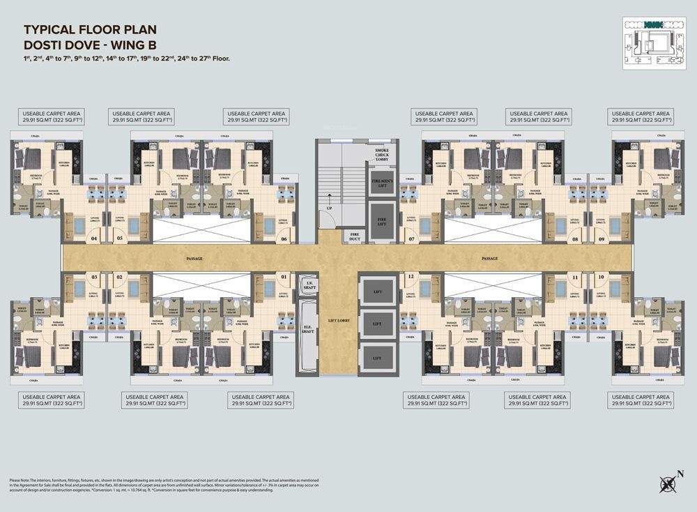  nest Dove B Wing Cluster Plan for Typical Floor