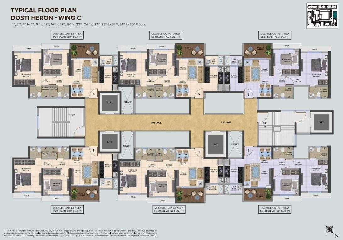  nest Heron C Wing Cluster Plan for Typical Floor