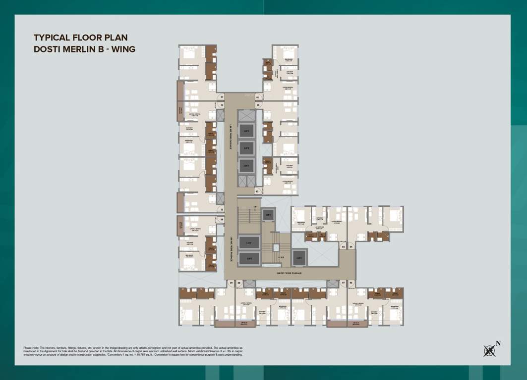  nest Merlin B Wing Cluster Plan for Typical Floor
