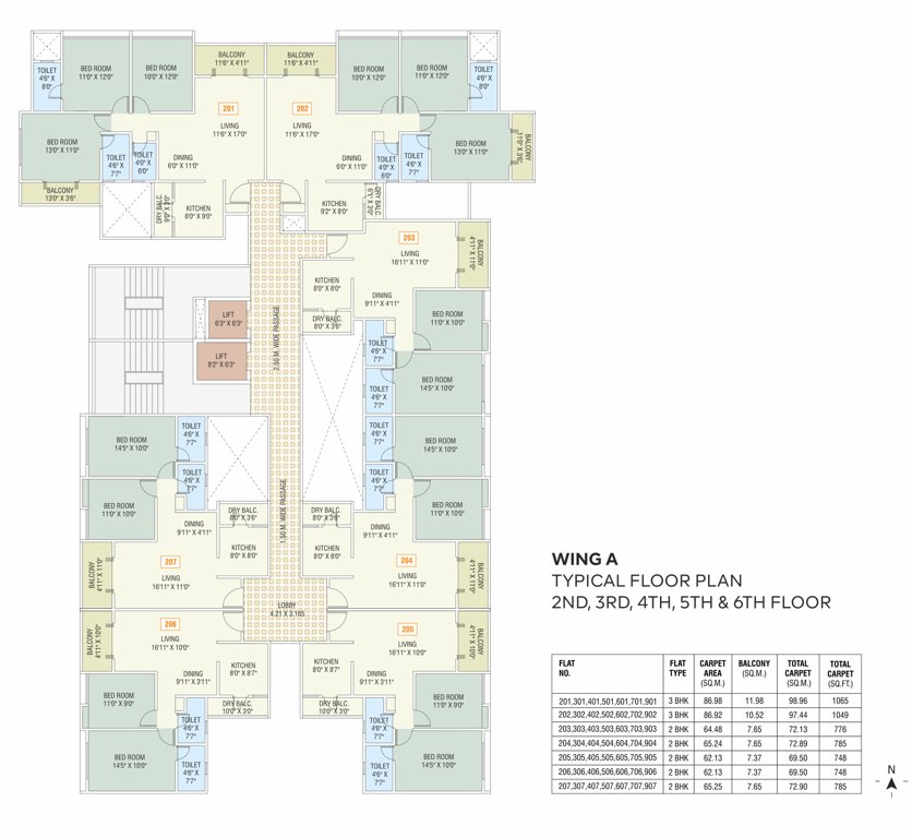  nysa Nysa Wing A Cluster Plan From 2nd To 6th Floor