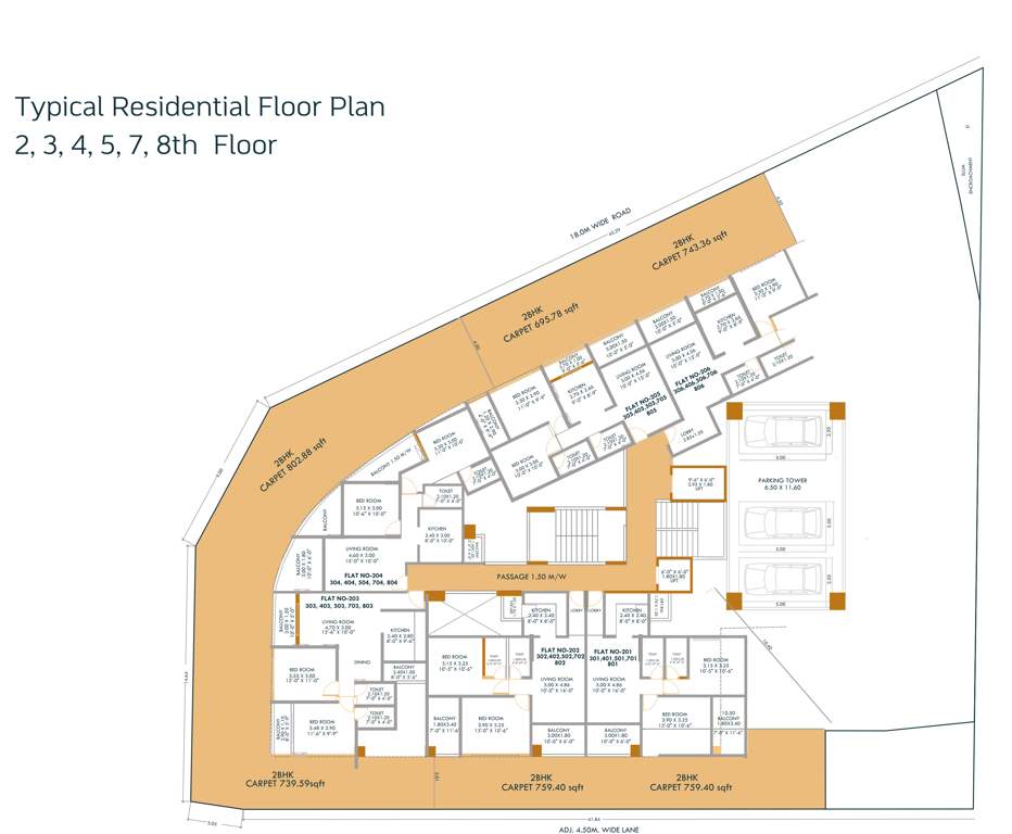  samaira tower 2 To 5 Floor And 7 To 8 Floor Cluster Plan