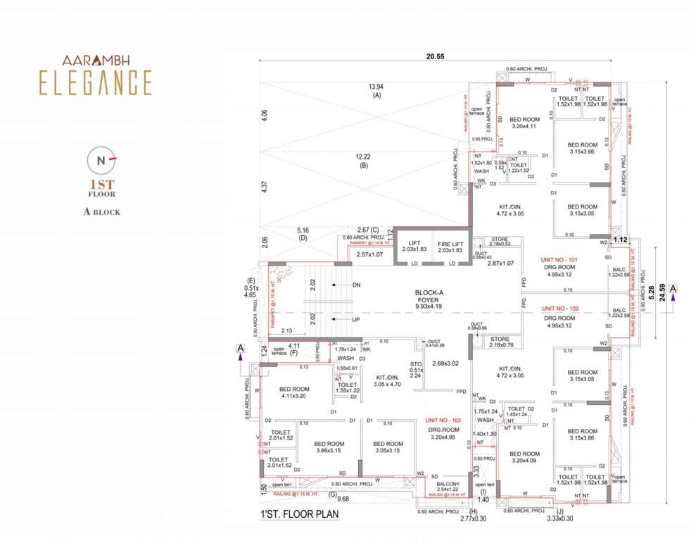  aarambh elegance Building A Cluster Plan for 1st Floor