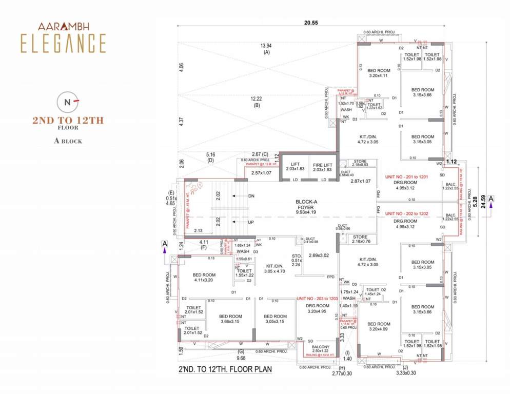  aarambh elegance Building A Cluster Plan from 2nd to 12th Floor