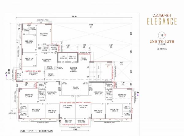  aarambh-elegance Building B Cluster Plan from 2nd to 12th Floor
