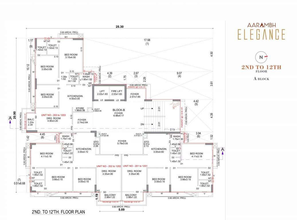  aarambh elegance Building B Cluster Plan from 2nd to 12th Floor