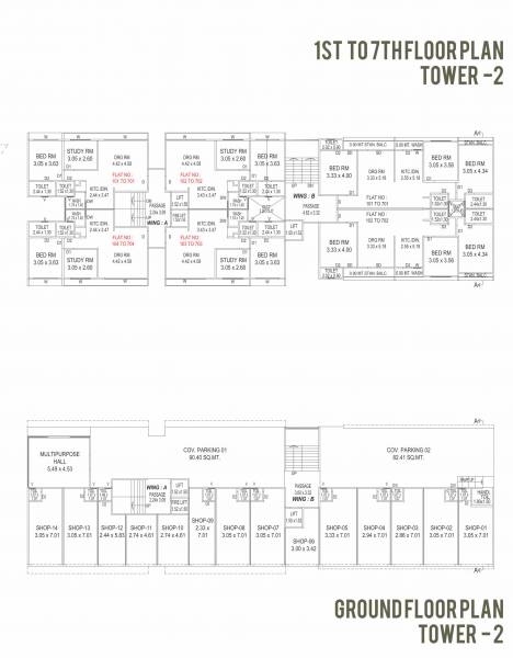  meadows-skyline Tower 2 Cluster Plan from ground to 7th Floor
