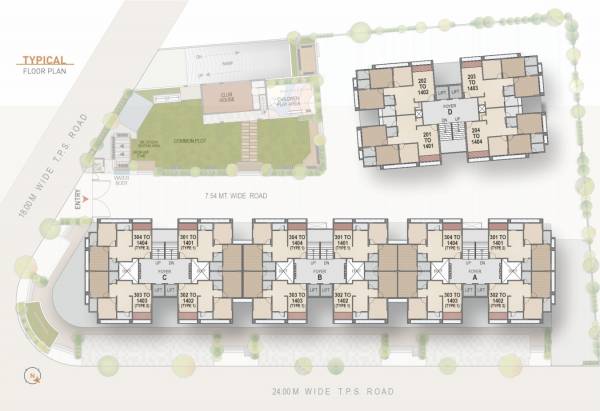  hariom-sapphire Block A To D Cluster Plan for Typical Floor