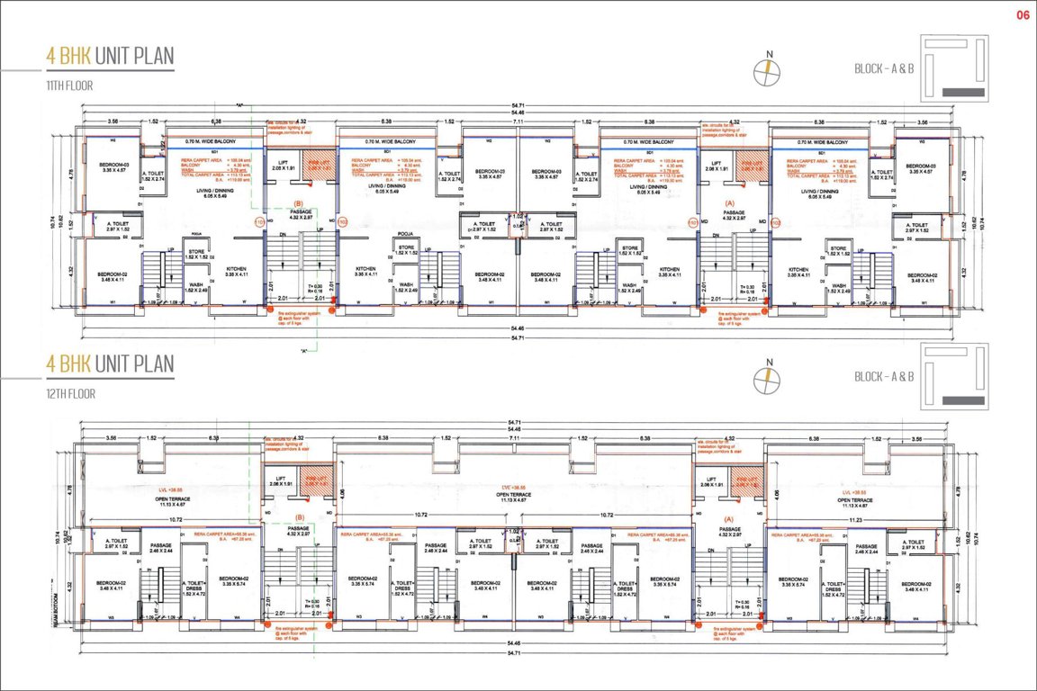  bliss Block A & B Cluster Plan from 11th to 12th Floor
