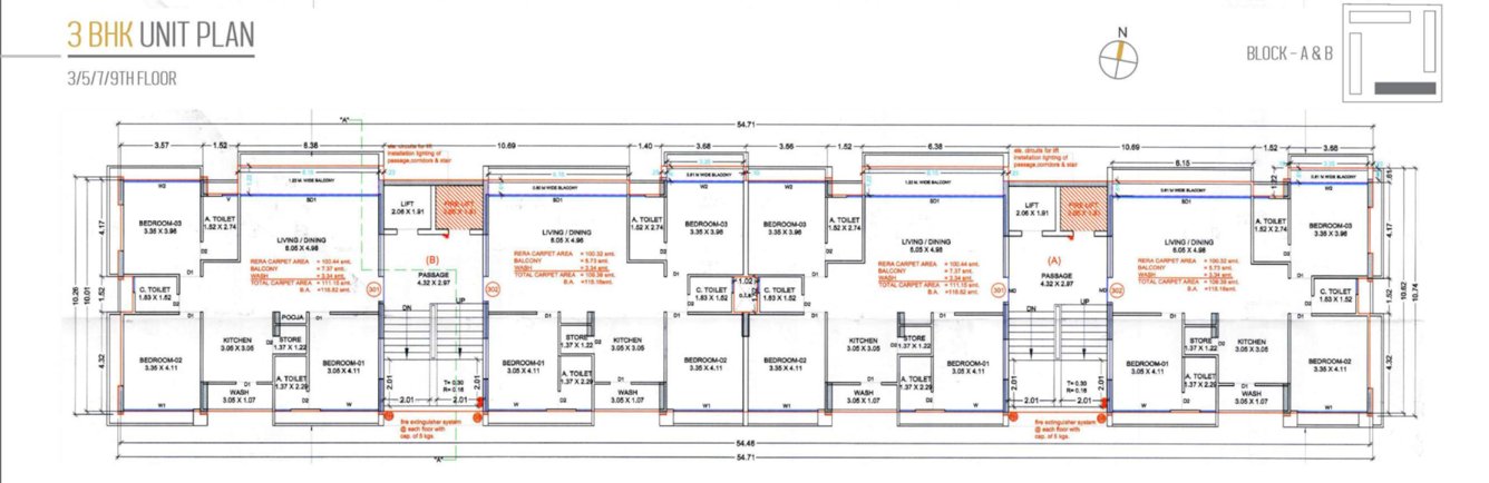  bliss Block A & B Cluster Plan from 5th to 9th Floor