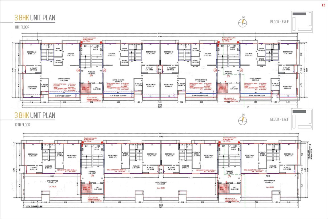  bliss Block E & F Cluster Plan from 11th to 12th Floor