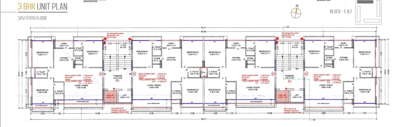 bliss Block E & F Cluster Plan from 3rd to 9th Floor