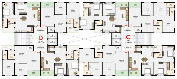  sudama-avenue Block C & D Cluster Plan For Typical Floor